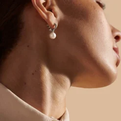Women John Hardy Statement^Pear Drop J Hoop Earring, Sterling Silver
