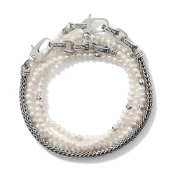 Men John Hardy Beads^Pearl Chain Convertible Wrap, Sterling Silver