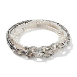 Men John Hardy Beads^Pearl Chain Convertible Wrap, Sterling Silver