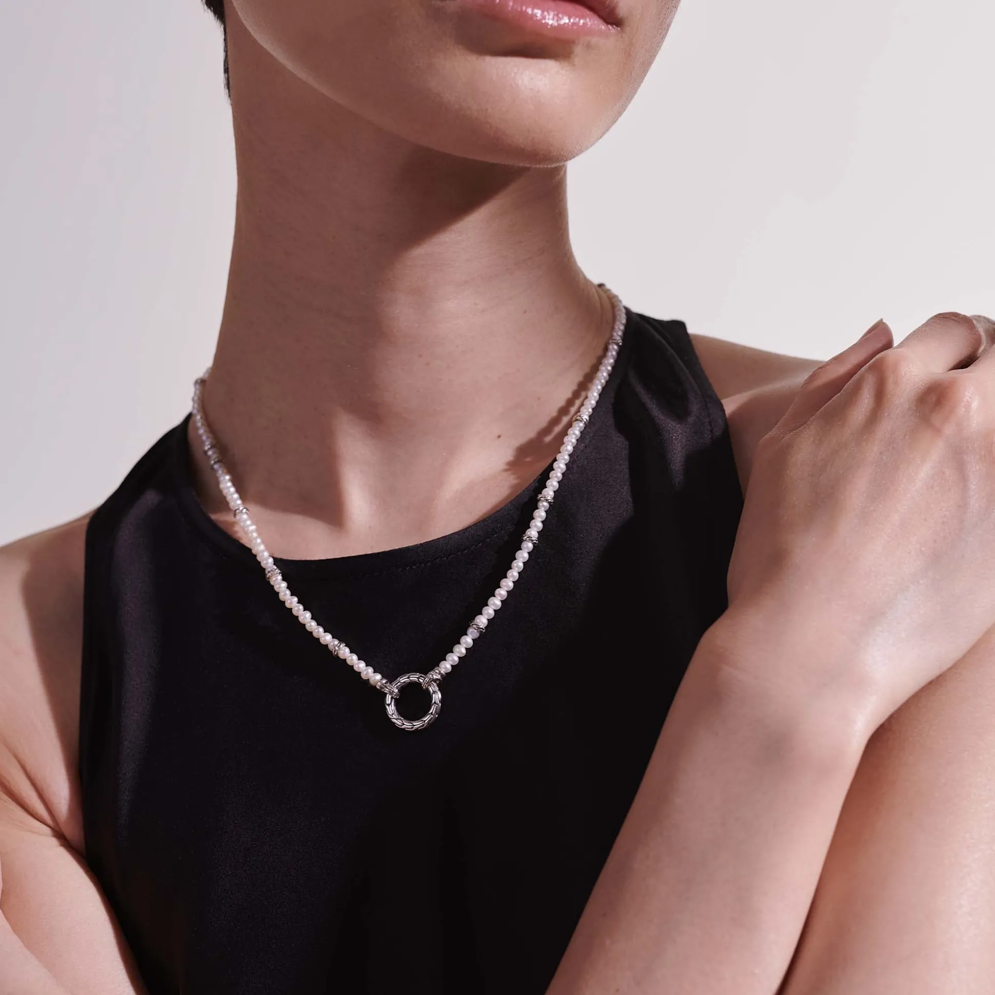 Women John Hardy Layering^Pearl Keyring Necklace, Gold