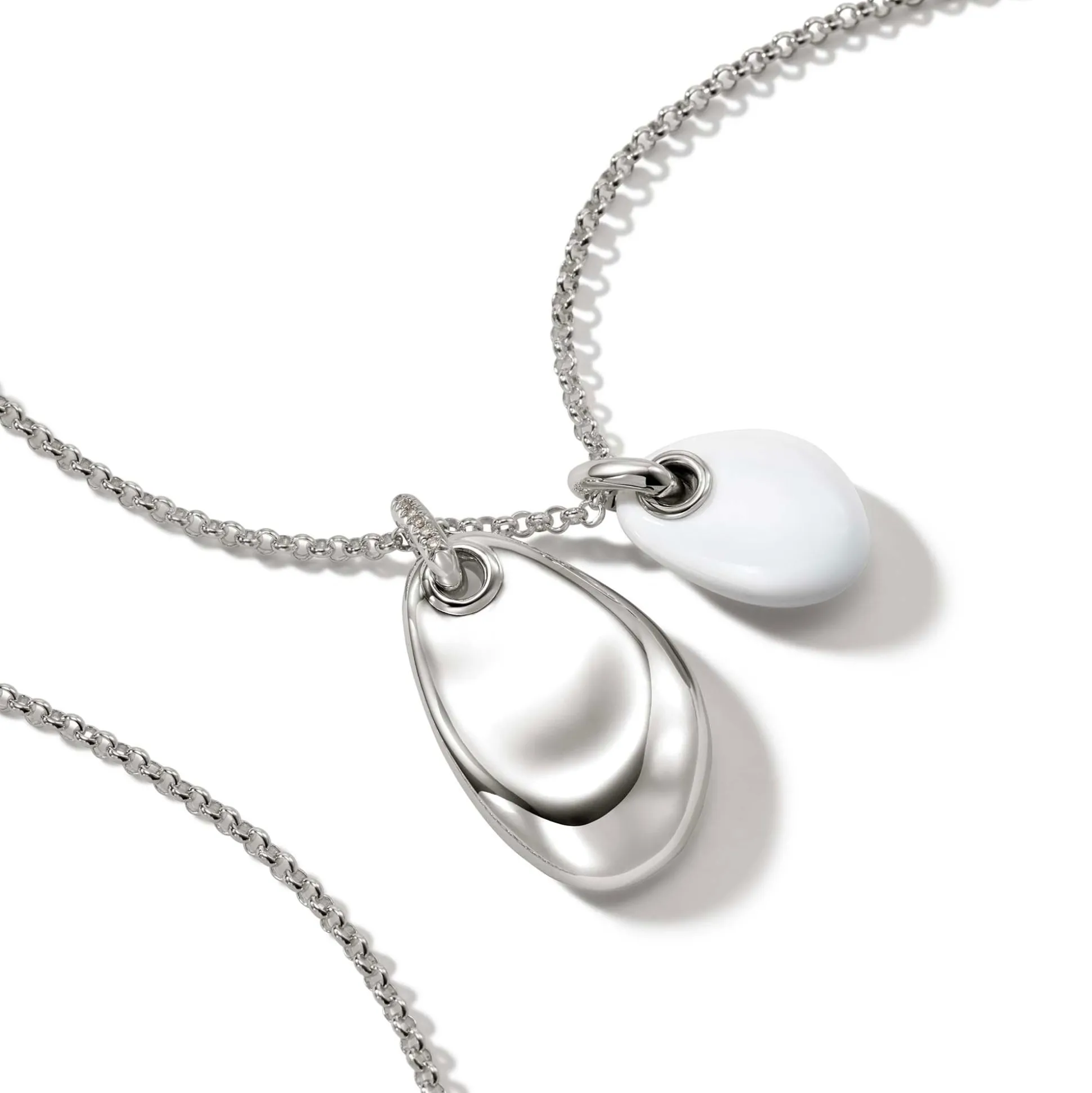 Men John Hardy Tags & Pendants^Pebble Duo Necklace, Silver, Diamonds