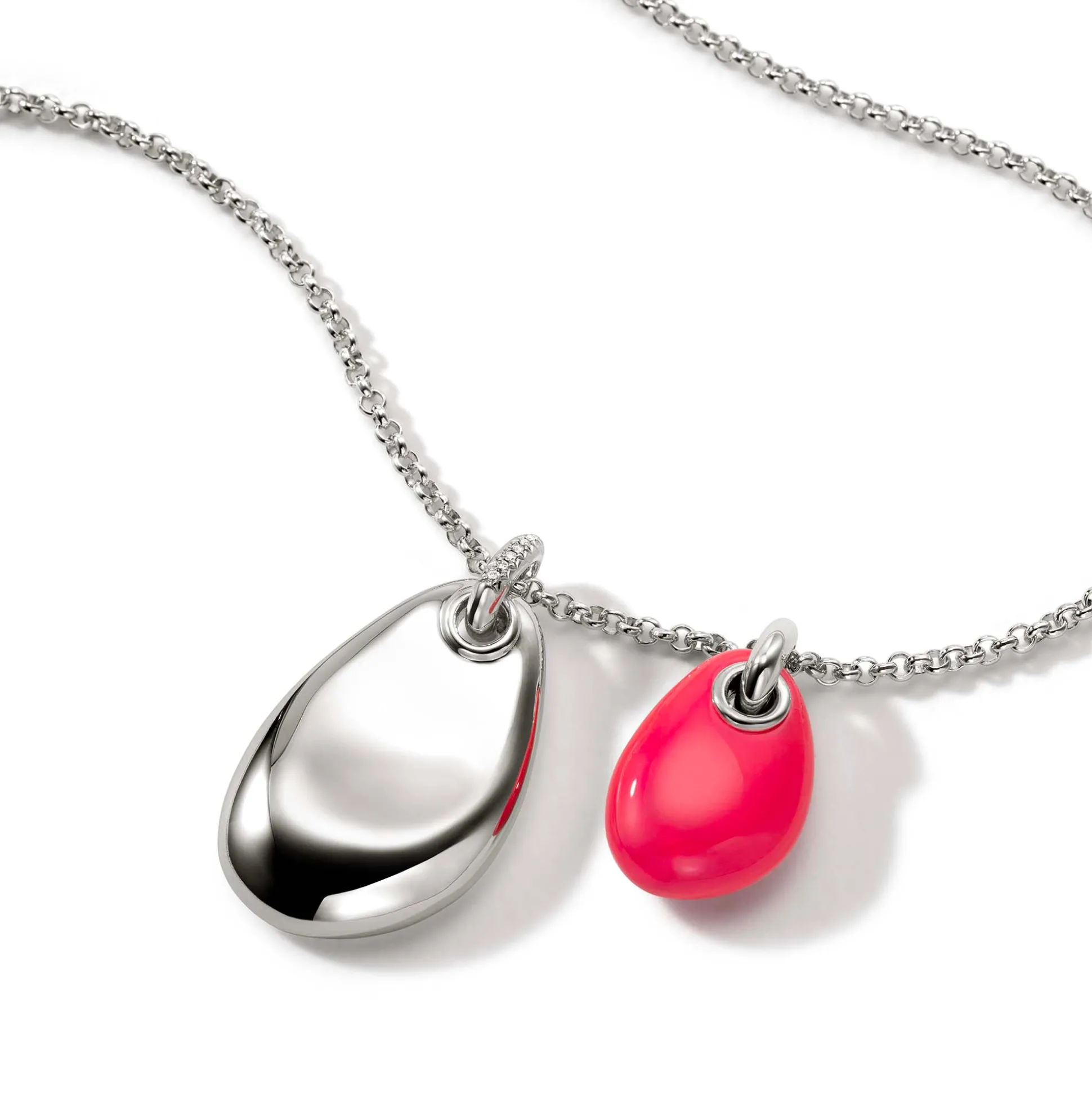 Men John Hardy Tags & Pendants^Pebble Duo Necklace, Silver, Diamonds