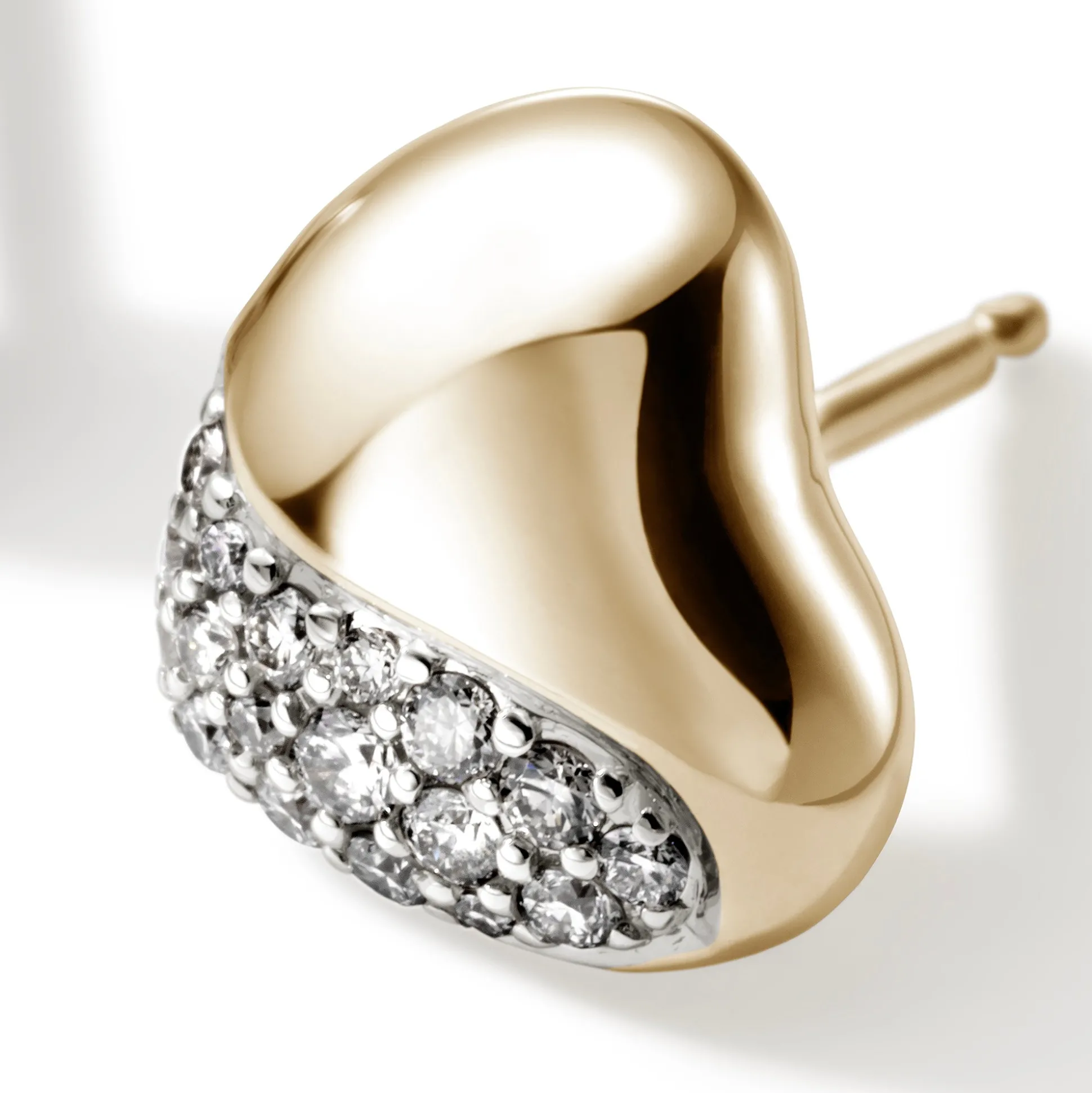 Women John Hardy Studs^Pebble Heart Stud Earring, Silver, Diamonds