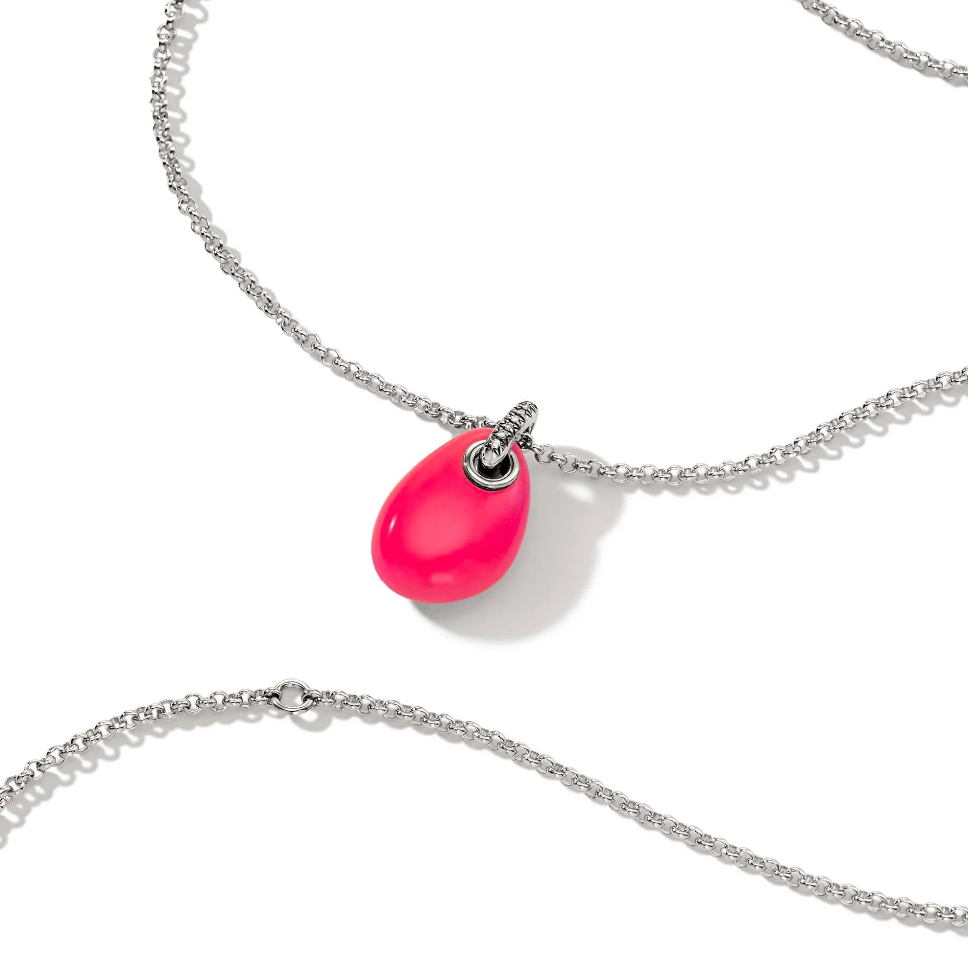 Men John Hardy Tags & Pendants^Pebble Necklace, Sterling Silver, Diamonds