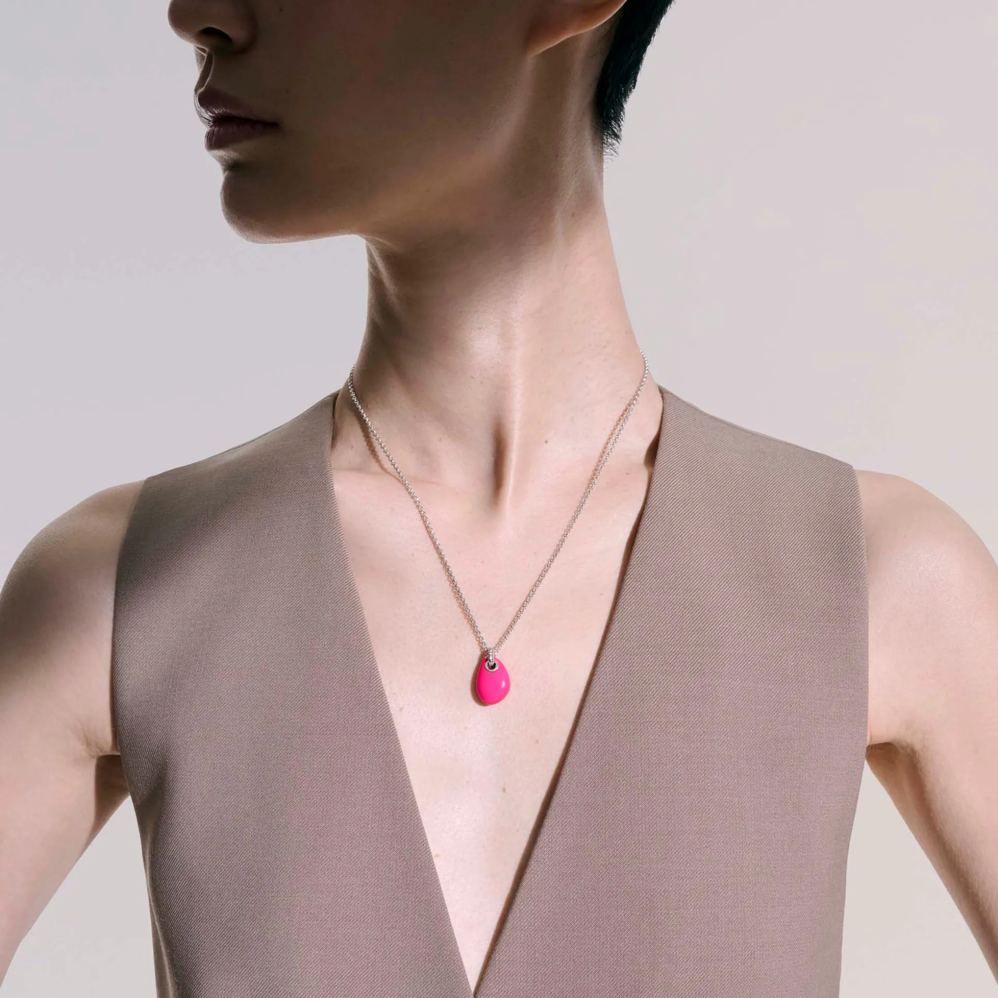 Women John Hardy Pendants^Pebble Necklace, Sterling Silver, Diamonds