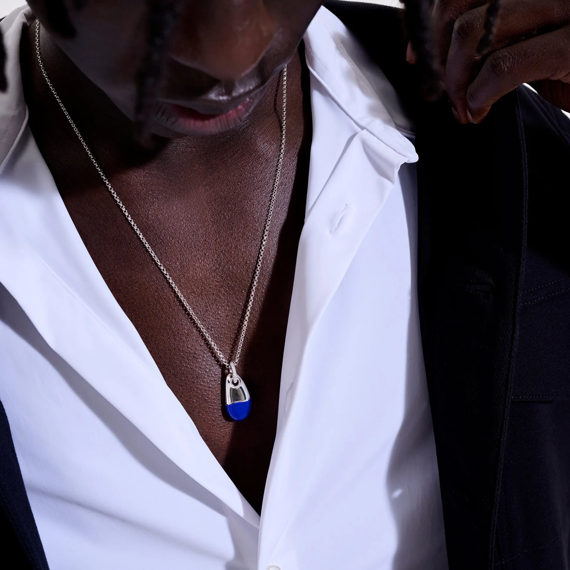 Men John Hardy Tags & Pendants^Pebble Necklace, Sterling Silver, Diamonds