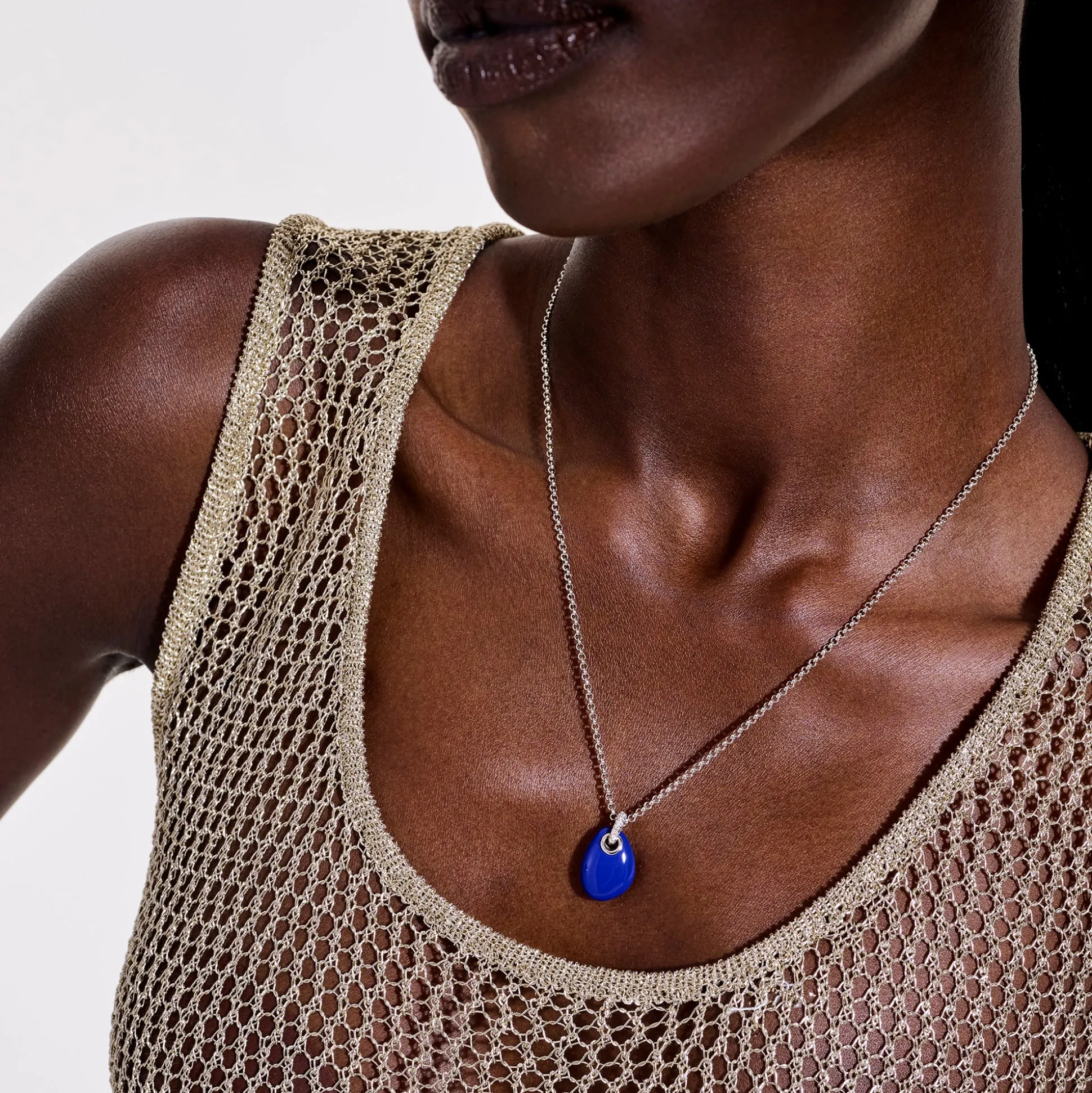 Men John Hardy Tags & Pendants^Pebble Necklace, Sterling Silver, Diamonds