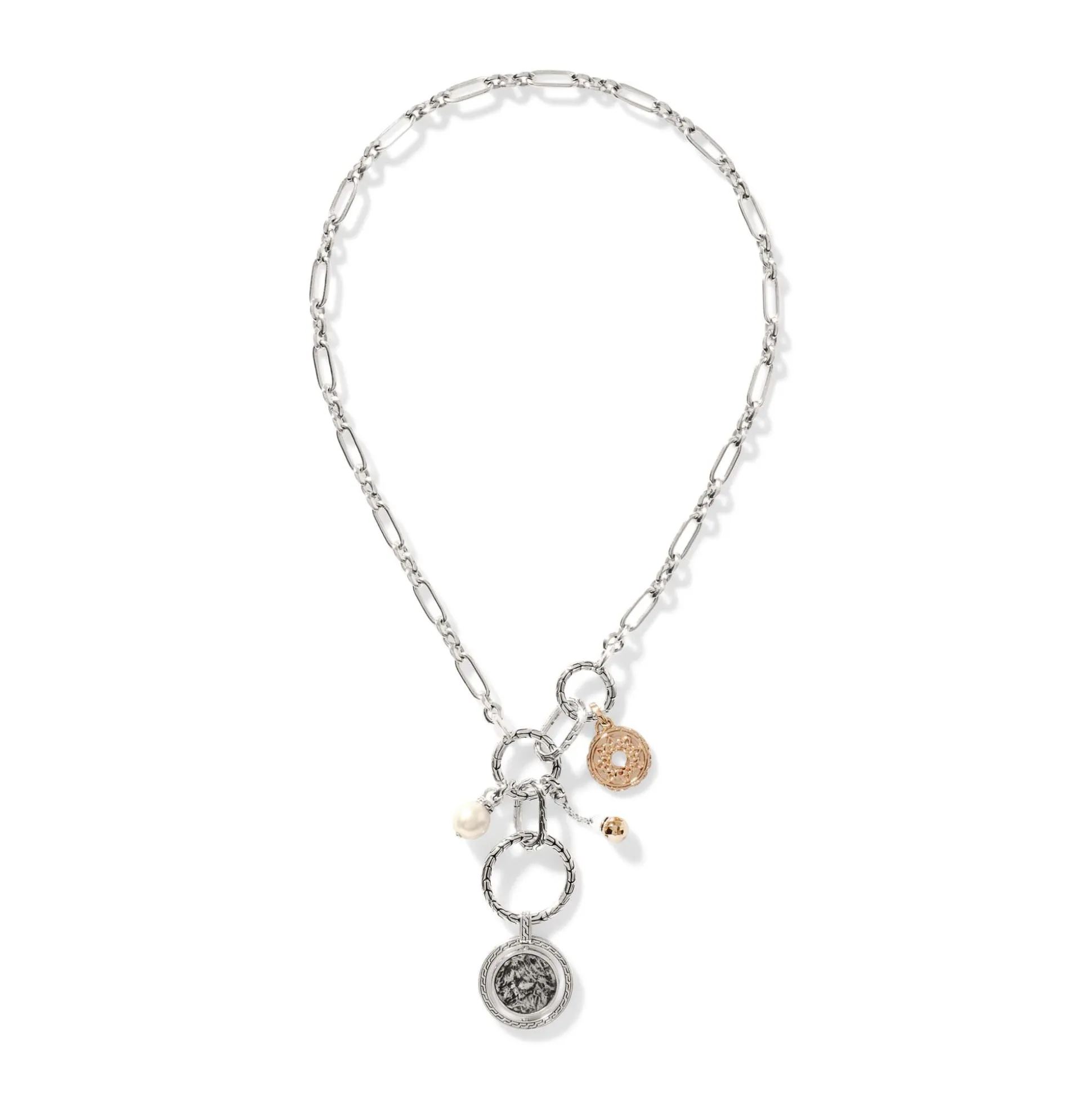 Women John Hardy Pendants^Pendant Keyring Necklace, Silver, Gold, Pearl