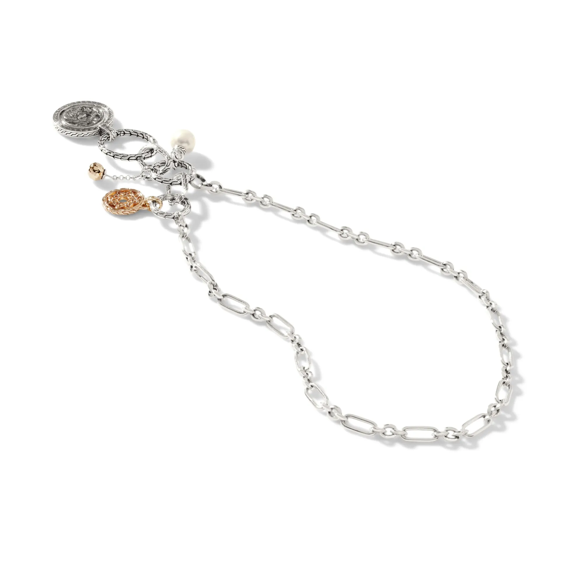 Women John Hardy Pendants^Pendant Keyring Necklace, Silver, Gold, Pearl