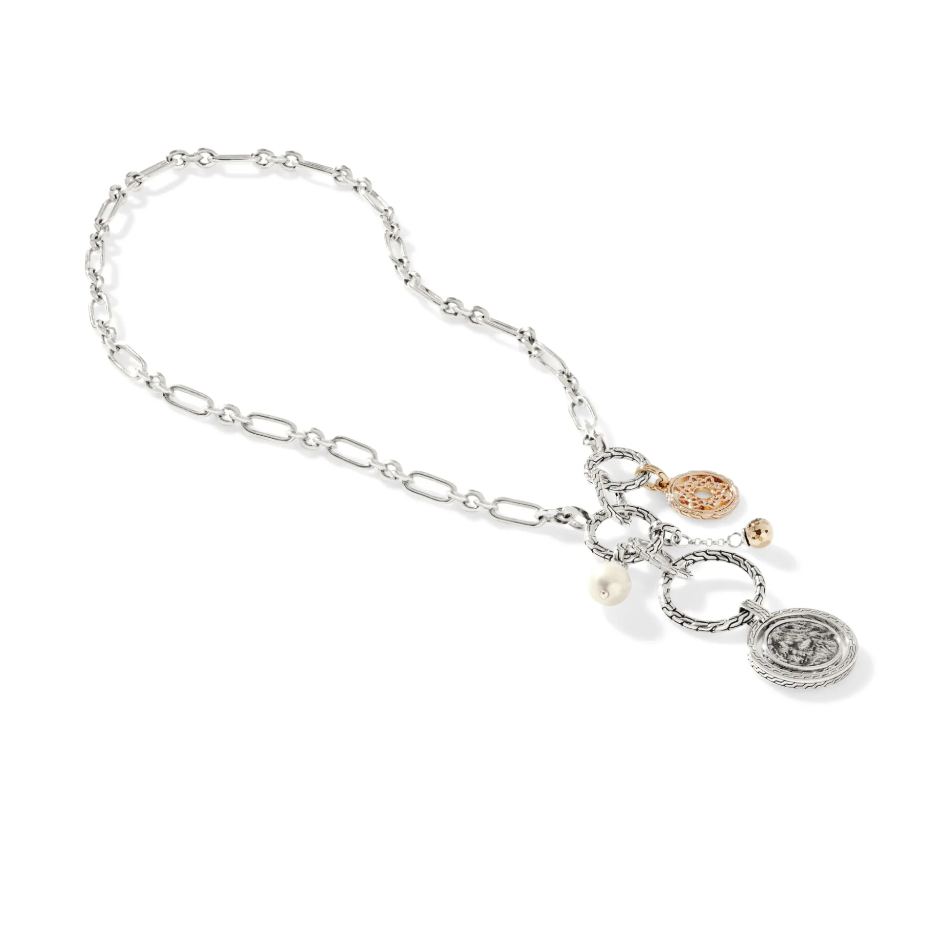 Women John Hardy Pendants^Pendant Keyring Necklace, Silver, Gold, Pearl