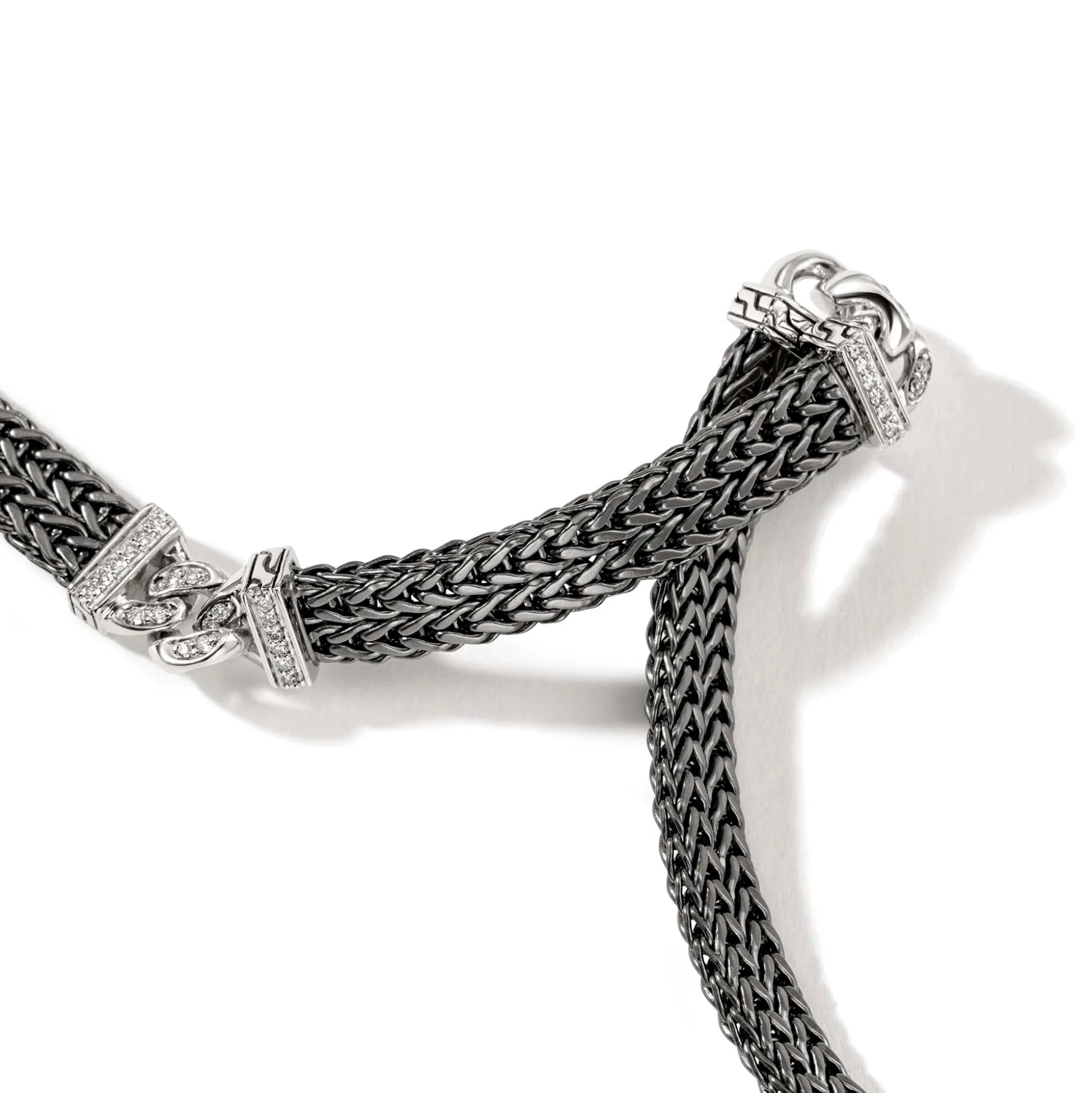 Men John Hardy Chains^Rata Chain Bracelet, Dark Silver, Diamonds