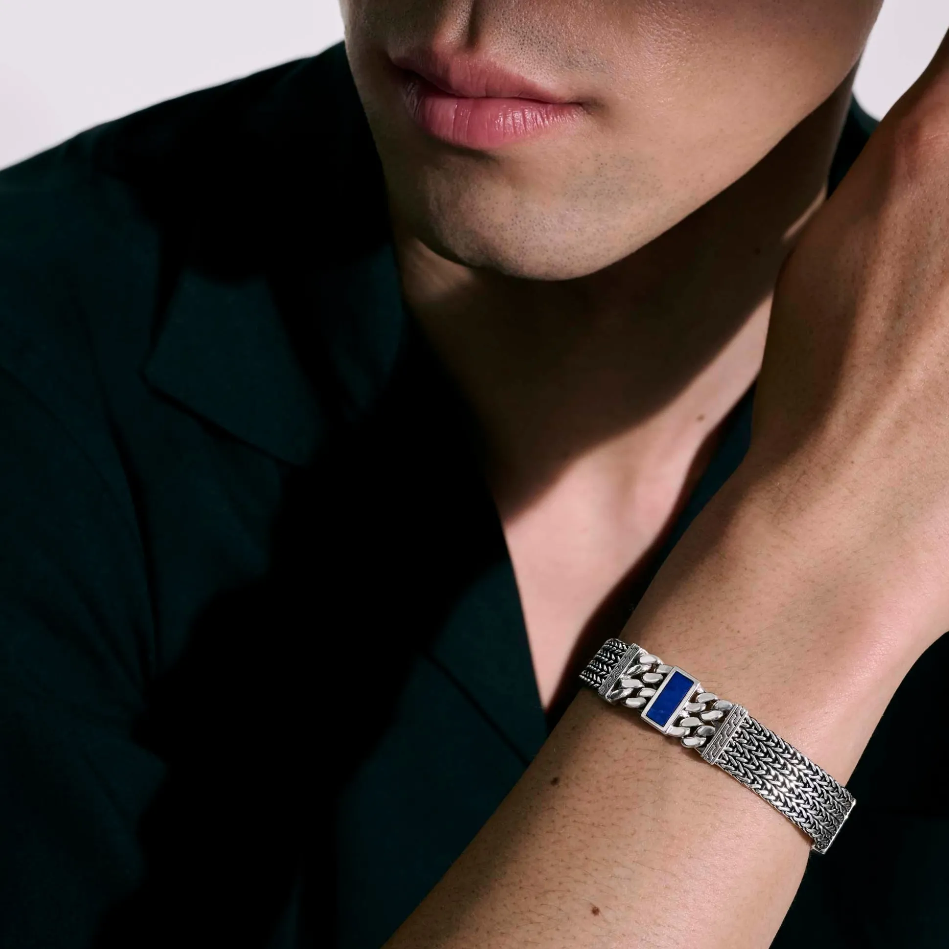 Men John Hardy Chains^Rata Chain Bracelet, Dark Silver, Gemstone