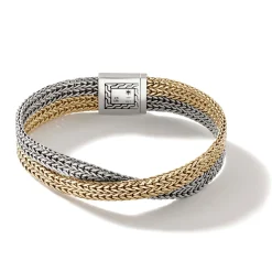 Men John Hardy Chains^Rata Chain Crossover Bracelet, Silver, 12Mm
