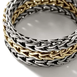 Women John Hardy Soft^Rata Chain Ring, Silver, Gold, Wide