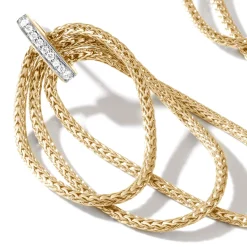 Women John Hardy Statement^Soft Chain Drop Earring, Gold, Diamonds
