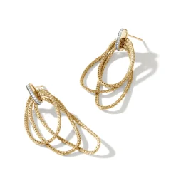Women John Hardy Statement^Soft Chain Drop Earring, Gold, Diamonds