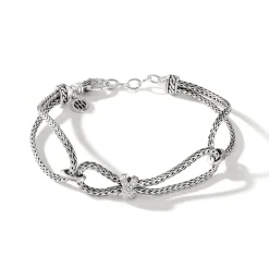 Men John Hardy Chains^Soft Chain Link Bracelet, Silver, Diamonds