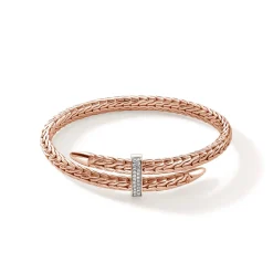 Men John Hardy Cuffs^Spear Flex Cuff, Dark Silver, Diamonds
