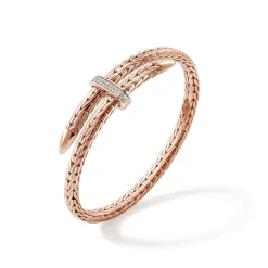 Men John Hardy Cuffs^Spear Flex Cuff, Dark Silver, Diamonds