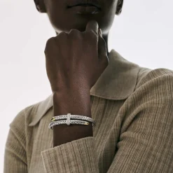 Men John Hardy Cuffs^Spear Flex Cuff, Silver, Gold, Diamonds