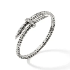Men John Hardy Cuffs^Spear Flex Cuff, Sterling Silver, Diamonds