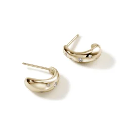 Women John Hardy Hoops^Surf J Hoop Earring, Gold, Diamonds, Small