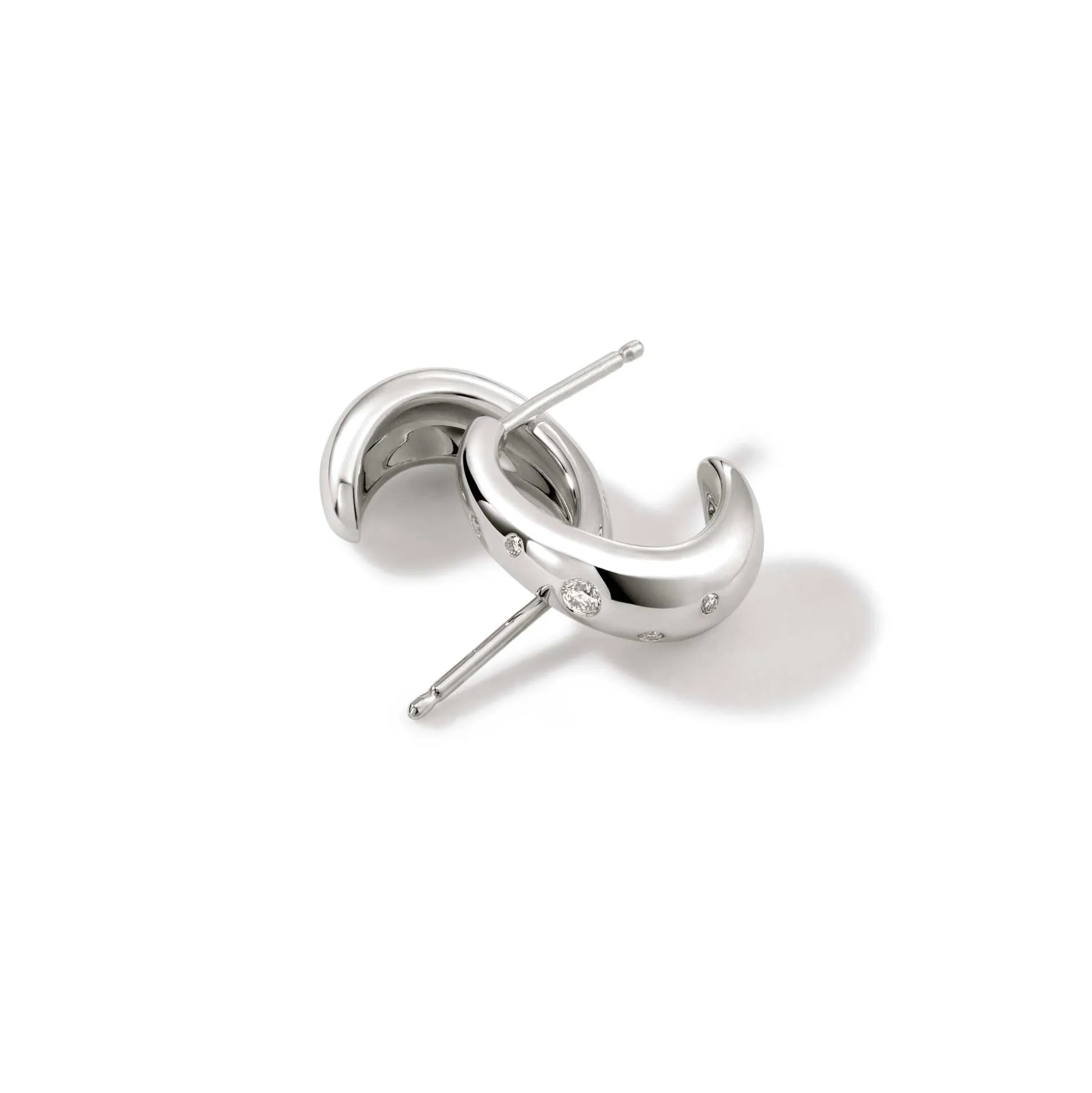 Women John Hardy Statement^Surf J Hoop Earring, Silver, Diamonds, Small