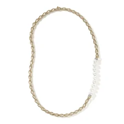 Women John Hardy Layering^Surf Necklace, Gold, Diamonds, Pearl, 10Mm